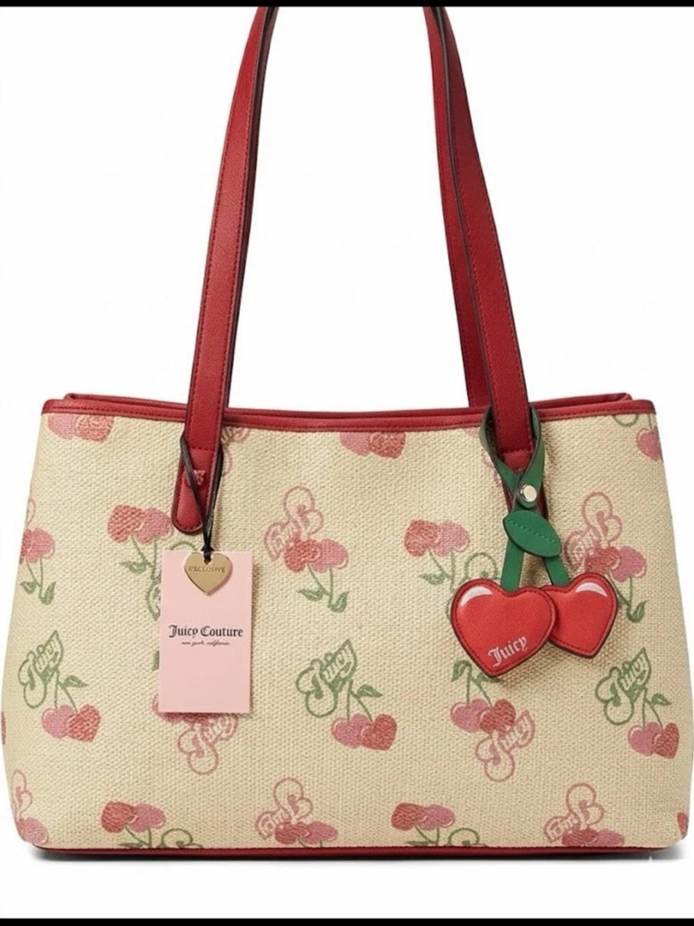 NEW JUICY COUTURE JUICY PARADISE CHERRY BASKET WEAVE TOTE/SHOULDER BAG